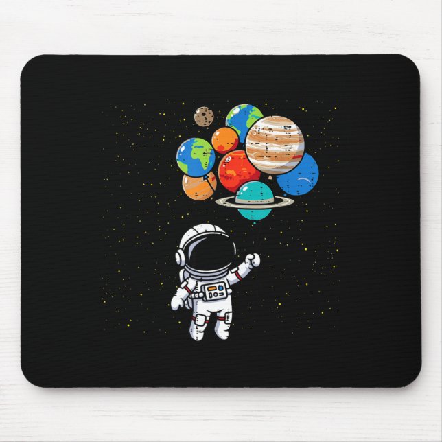 Mousepad Astronaut Planet Balloons Cute Space Galaxy Boys G (Frente)