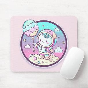 Mousepad Astronauta bonito com balão de Sorvete na Lua