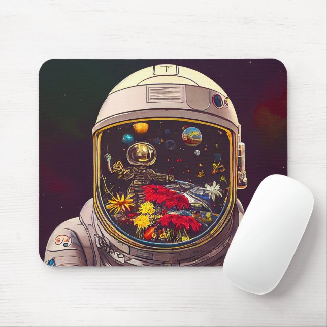 Mousepad Astronauta Colorida no Espaço com Trabalho de arte (Com mouse)
