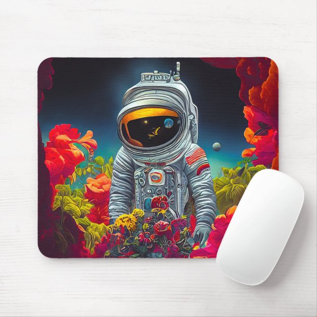 Mousepad Astronauta Colorida no Espaço com Trabalho de arte (Com mouse)