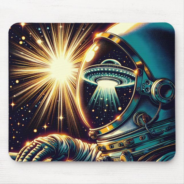 Mousepad Astronauta com Reflexo de um OVNI (Frente)