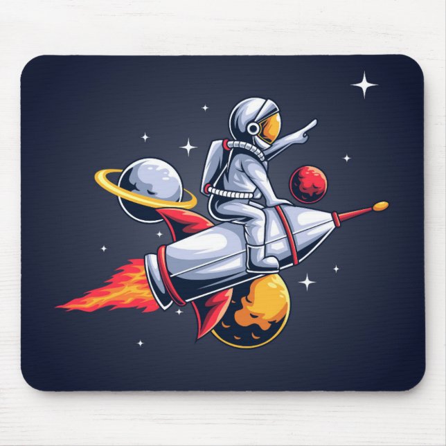 Mousepad Astronauta Divertido Voando Através Da Ilustração  (Frente)