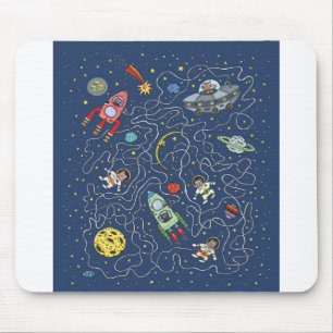 Mousepad Astronauta do Cat. Rocket Maze Quebra-cabeça Misté