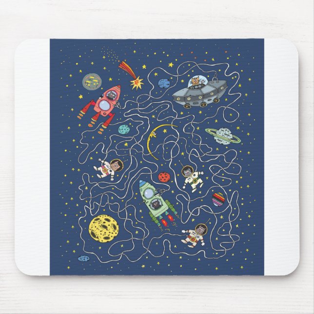 Mousepad Astronauta do Cat. Rocket Maze Quebra-cabeça Misté (Frente)