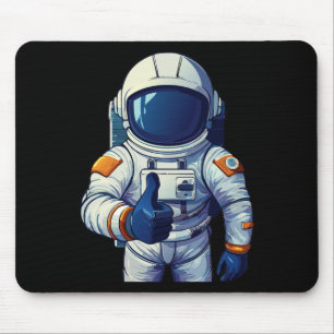 Mousepad astronauta em traje espacial mostrando polegar par