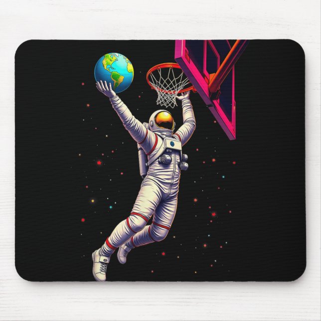 Mousepad Astronauta Jogando Planetas de Basquete Exterior (Frente)