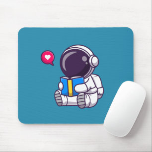 Mousepad Astronauta lendo livro crianças bonitinhas