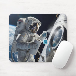Mousepad Astronauta Limpando Janela da Espaçonave