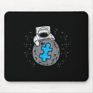 Mousepad Astronauta Lua Azul Quebra-cabeça Piece Autismo Co
