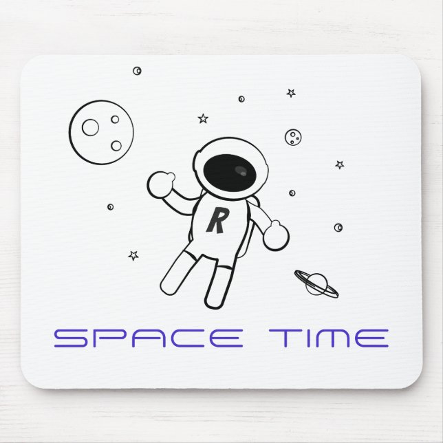 Mousepad Astronauta no Espaço - Arte Escrita em Preto e Bra (Frente)
