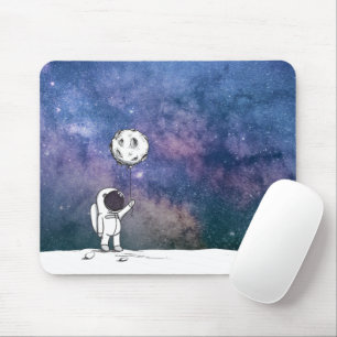 Mousepad Astronauta no espaço com balão da lua cosmos estre