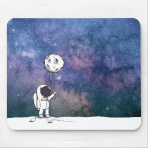 Mousepad Astronauta no espaço com balão da lua cosmos estre