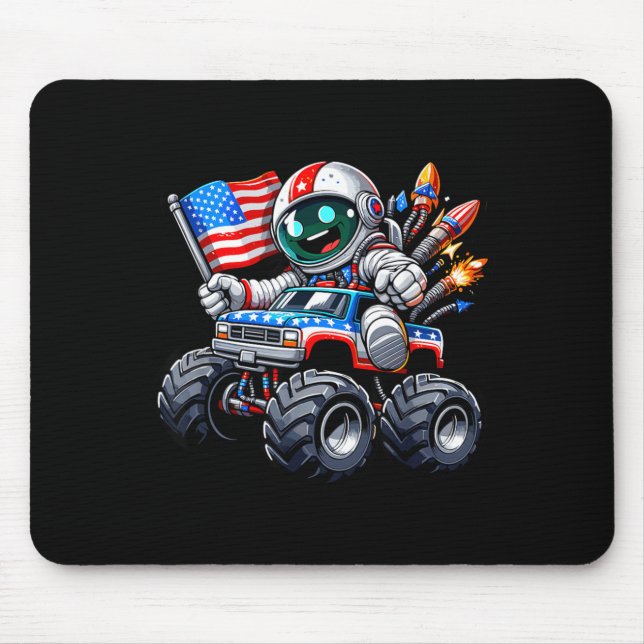Mousepad Astronauta Pilotando Caminhão Monstro 4 De Julho (Frente)
