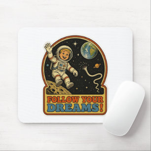 Mousepad Astronauta Retro Fofo Siga Seus Sonhos Meme Espaci