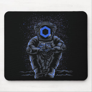 Mousepad Astronauta Sentando A Moeda Do Chainlink Para A Lu