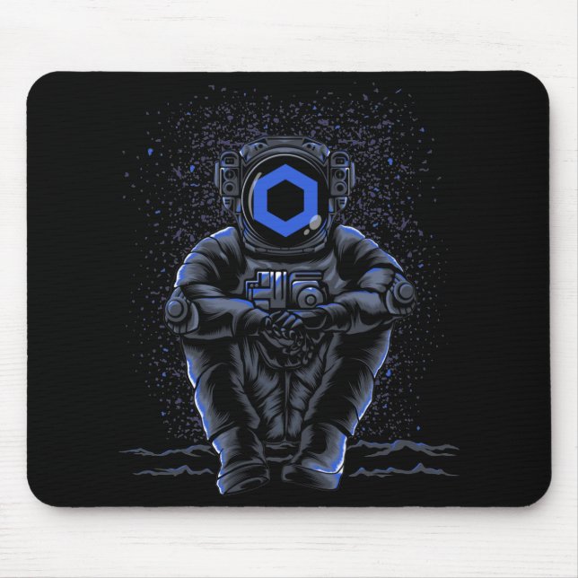 Mousepad Astronauta Sentando A Moeda Do Chainlink Para A Lu (Frente)