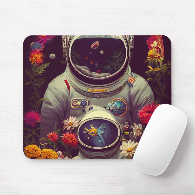 Mousepad Astronautas coloridos no espaço com Trabalho de ar (Com mouse)