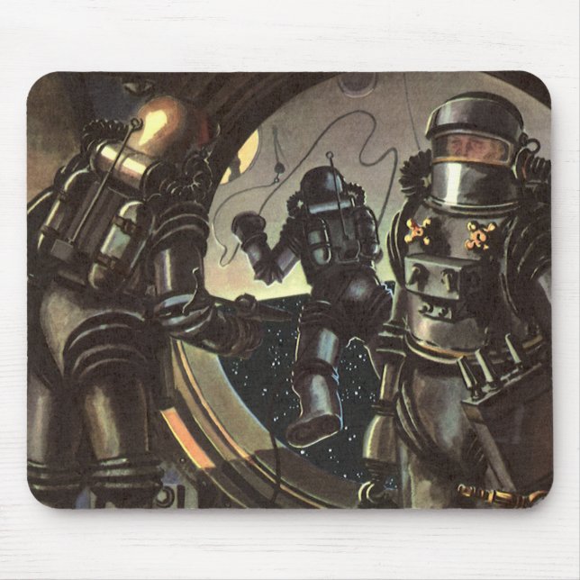Mousepad Astronautas de Ficção Científica Vintage em Caminh (Frente)