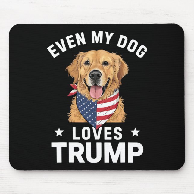 Mousepad Até Meu Cão Adora Trump Usa Flag Bandana (Frente)