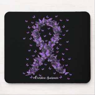Mousepad Atenção à Sobredosagem Borboleta Roxo Fita Medicam
