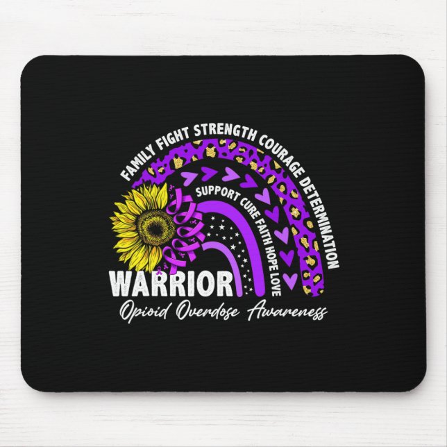 Mousepad Atenção à Sobredosagem Opióide Roxo-Arco-Íris (Frente)