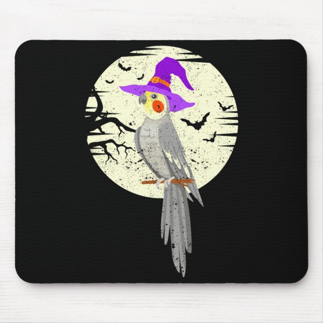 Mousepad Atiel Bird Witch Hat Funny Halloween Animal Lover  (Frente)