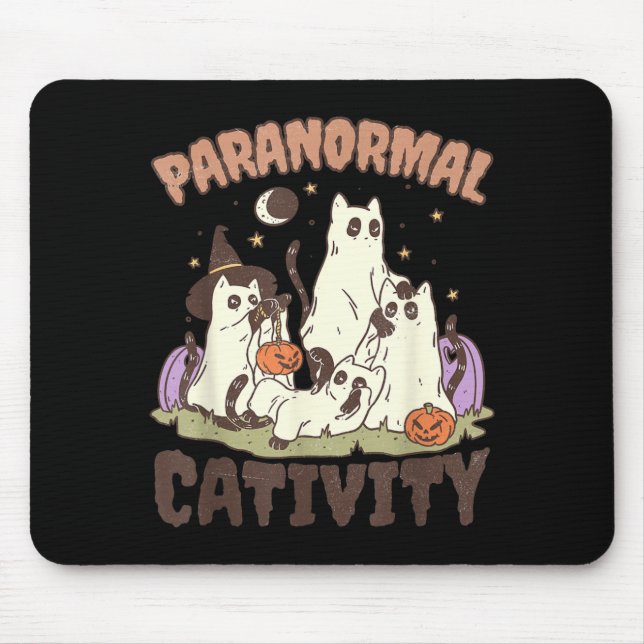 Mousepad Atividade Paranormal Gatinho Preto Fofo de Hallowe (Frente)
