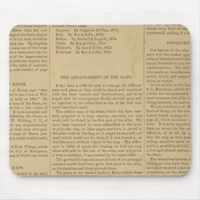 Mousepad Atlas de Prefácio do Estado de Maine (Frente)