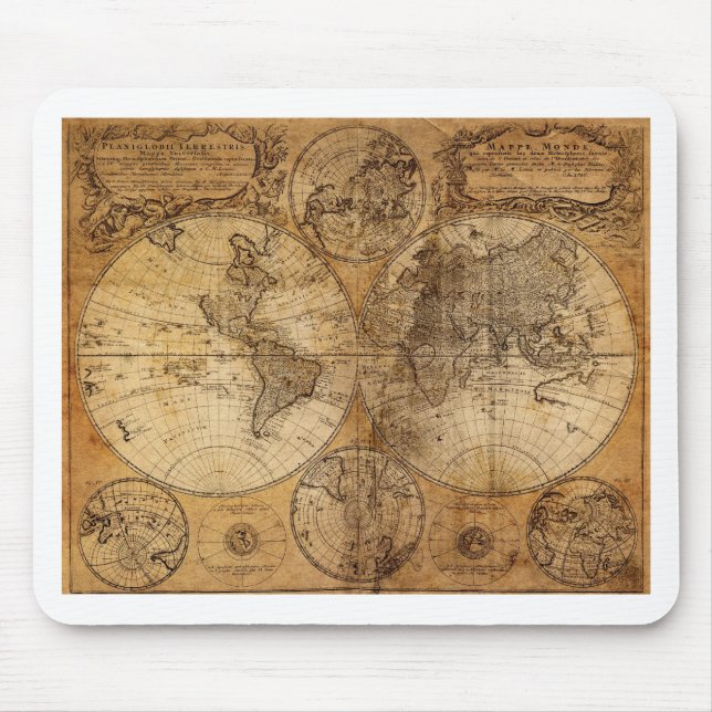 Mousepad Atlas do mapa do mundo do vintage (Frente)