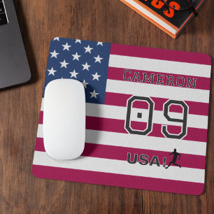 Mousepad Atleta de Futebol Americano Estrelas Listras Perso