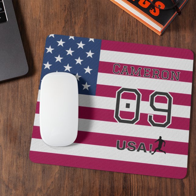 Mousepad Atleta de Futebol Americano Estrelas Listras Perso (Criador carregado)