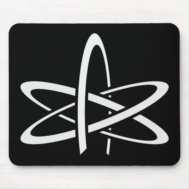 Mousepad Átomo ateu (branco no preto) (Frente)