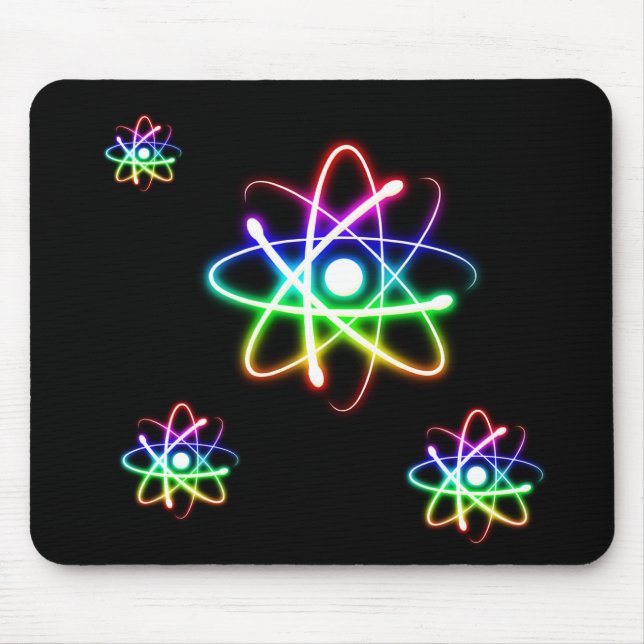 Mousepad Átomos coloridos brilhantes | Presente na ciência (Frente)