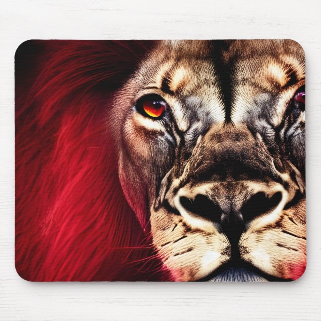 Mousepad Atordoamento da feroz Wilderness - Leão Masculino (Frente)