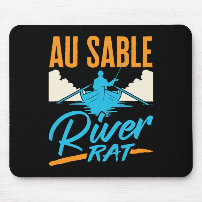 Mousepad Au Sable River Rat Rafting Canoeing Fishing Boatin (Frente)