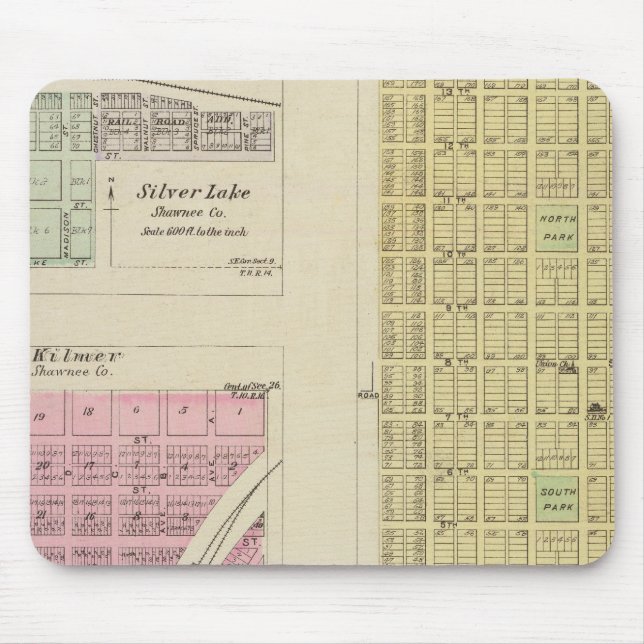 Mousepad Auburn, Silver Lake, Kilmer e Richland, Kansas (Frente)