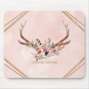 Mousepad Aumentou coram encanto chique de Boho dos Antlers