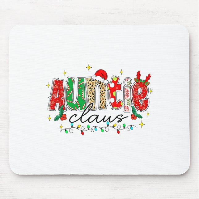 Mousepad Auntie Claus Aunt Christmas Lights Pajama Family M (Frente)