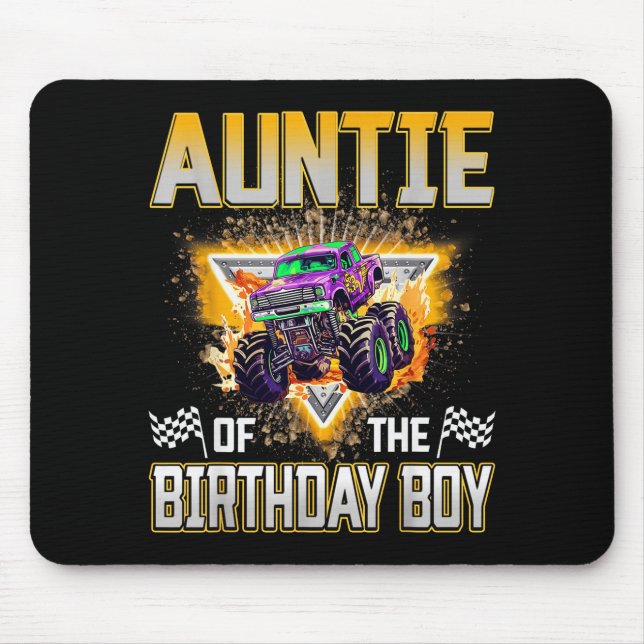 Mousepad Auntie Of The Birthday Boy Monster Truck Birthday  (Frente)