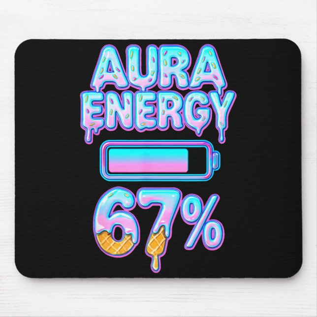 Mousepad Aura Energy 67 Meme Ice Cream Drip 6 7 Funny Six S (Frente)