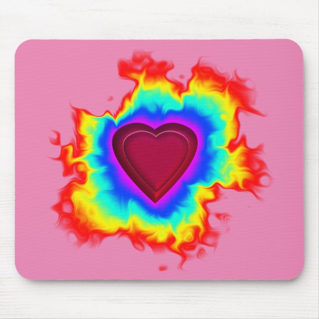 Mousepad Aura Psicodélica Coração Duplo (Frente)