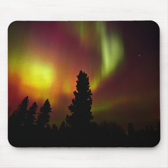 Mousepad Aurora Boreal e Árvores (Frente)