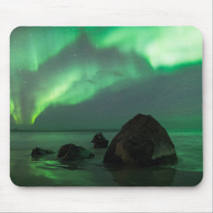 Mousepad Aurora Boreal   Praia de Lofoten Noruega