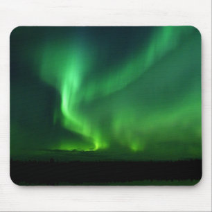 Mousepad Aurora Borealis Norte ilumina o Alasca Verde