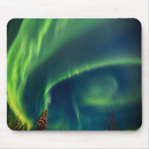 Mousepad Aurora Borealis Norte ilumina o Alasca Verde