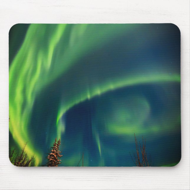 Mousepad Aurora Borealis Norte ilumina o Alasca Verde (Frente)