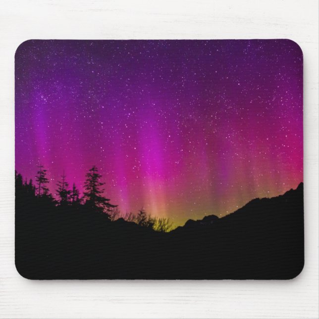 Mousepad Aurora Borealis Norte ilumina o Alasca Verde (Frente)