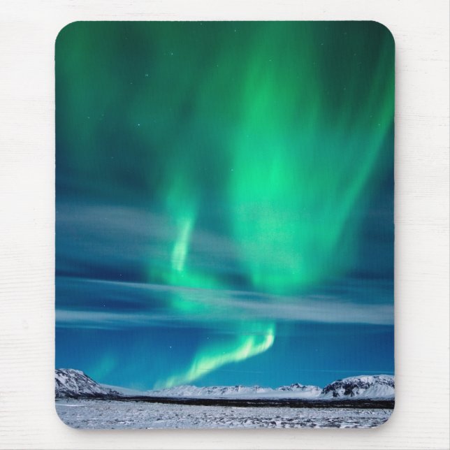 Mousepad Aurora Borealis sobre Mosfellsheiði (Frente)