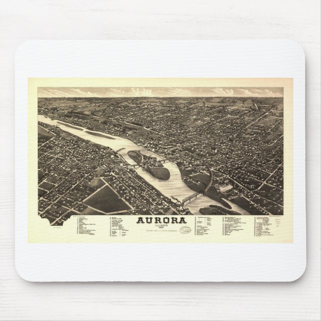 Mousepad Aurora, Illinois em 1882 (Frente)