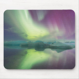 Mousepad Aurora Luzes em Lagoa   Jokulsarlon, Islândia